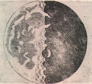 Dibujo de la Luna hecho por Galileo